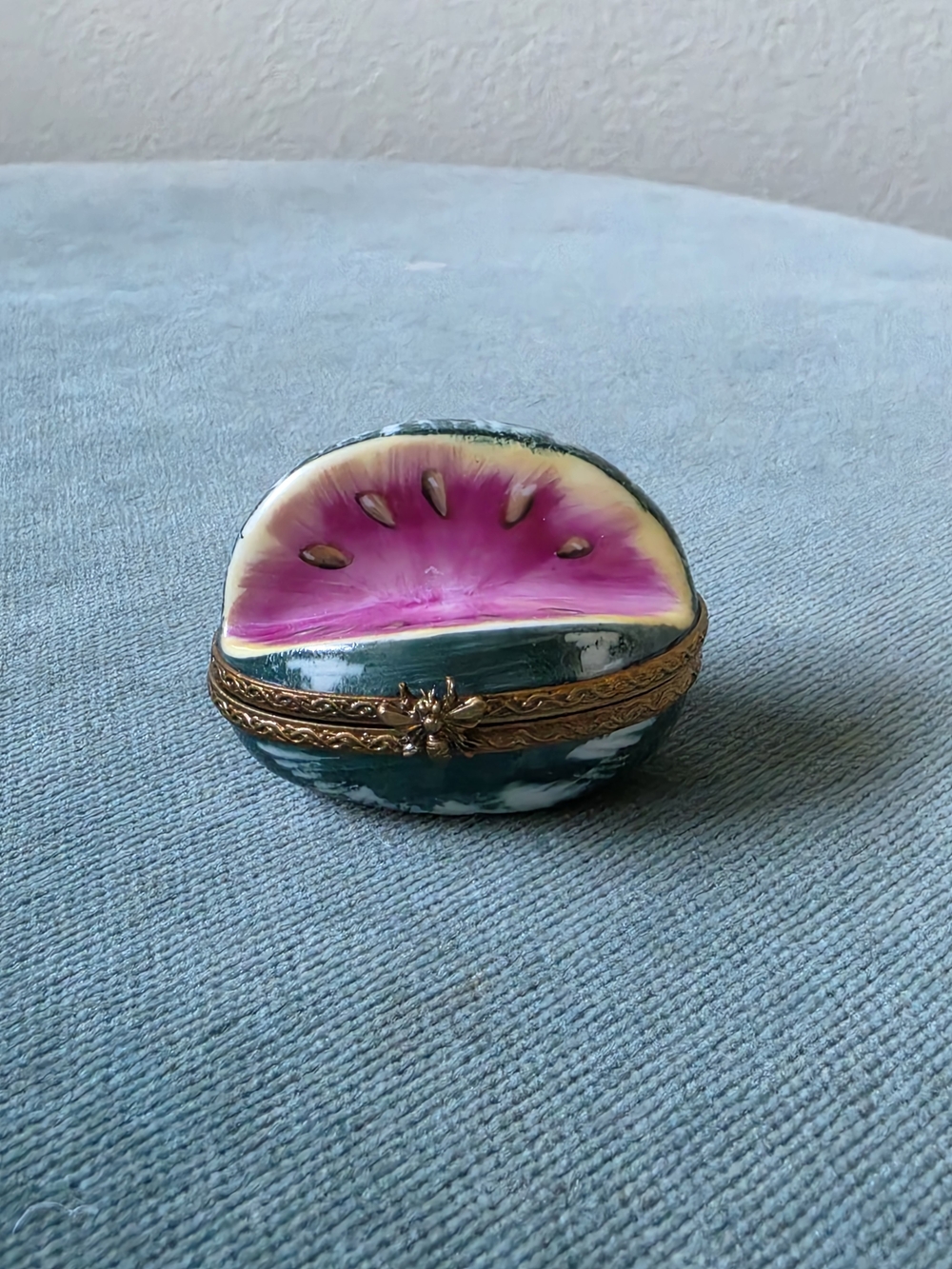 Limoges France Hand-Painted Porcelain Watermelon Trinket Pill Box